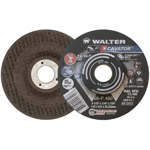XCAVATOR Grinding Wheel, 4-1/2" x 1/4", 7/8" Arbor, Zirconium, Type 27 Cam Industrial