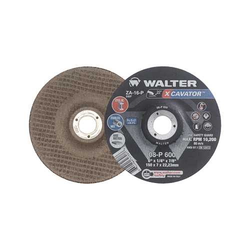XCAVATOR Grinding Wheel, 6" x 1/4", 7/8" Arbor, Zirconium, Type 27 Cam Industrial