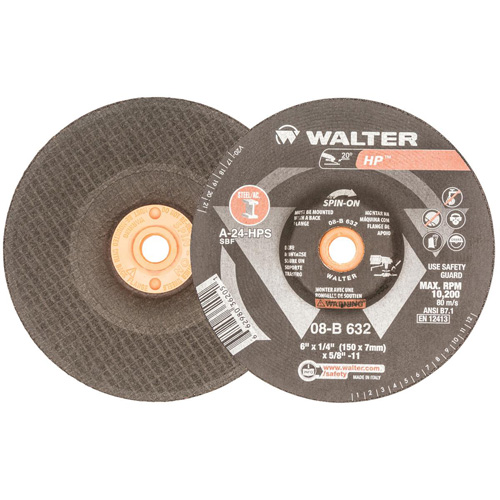 HP Grinding and Cutting Wheel, 6" x 1/8", 5/8"-11 Arbor, Aluminum Oxide, Type 27 Cam Industrial