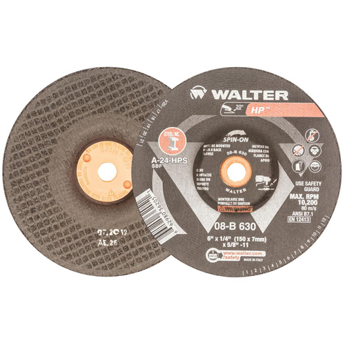 HP Grinding and Cutting Wheel, 6" x 1/4", 5/8"-11 Arbor, Aluminum Oxide, Type 27 Cam Industrial