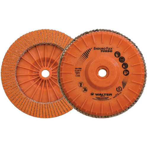 Disque &agrave; lamelles Turbo Enduro-Flex, 6" x 5/8"-11, Type 27S, Grain 36/60, C&eacute;ramique Cam Industrial