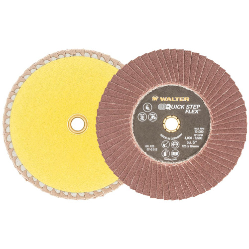 Disque &agrave; lamelles QUICK-STEP FLEX, 5" x Type 29, Grain 120, Oxyde d'aluminium Cam Industrial