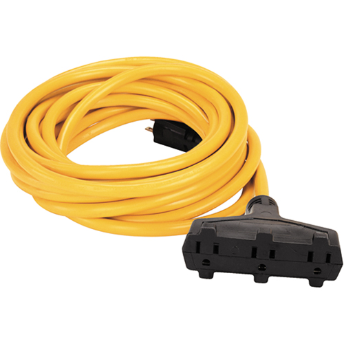 Vinyl Extension Cord, Outdoor, SJTW, 14/3 AWG, 15 A, 3 Outlet(s), 50' Cam Industrial
