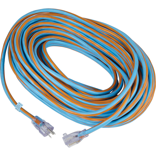 Cordon rallonge verrouillable toute saison en caoutchouc TPE Arctic Blue, Toutes saisons, SJEOW, AWG 12/3, 15 A, 100' Cam Industrial