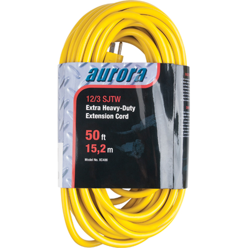 Vinyl Extension Cord, Outdoor, SJTW, 12/3 AWG, 15 A, 50' Cam Industrial