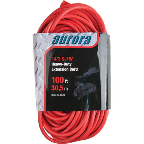 Vinyl Extension Cord, Outdoor, SJTW, 14/3 AWG, 13 A, 3 Outlet(s), 100' Cam Industrial