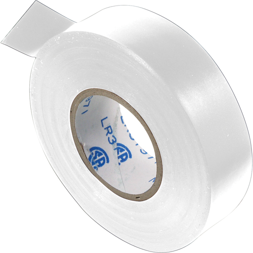 Electrical Tape, 19 mm (3/4") x 20.1 m (66'), White, 7 mils Cam Industrial