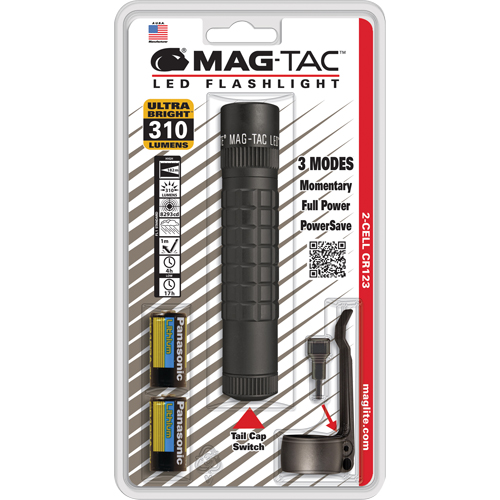 Mag-Tac Tactical Flashlights, LED, 310 Lumens, CR123 Batteries Cam Industrial