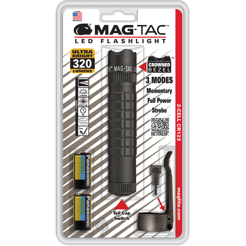 Mag-Tac Tactical Flashlights, LED, 320 Lumens, CR123 Batteries Cam Industrial