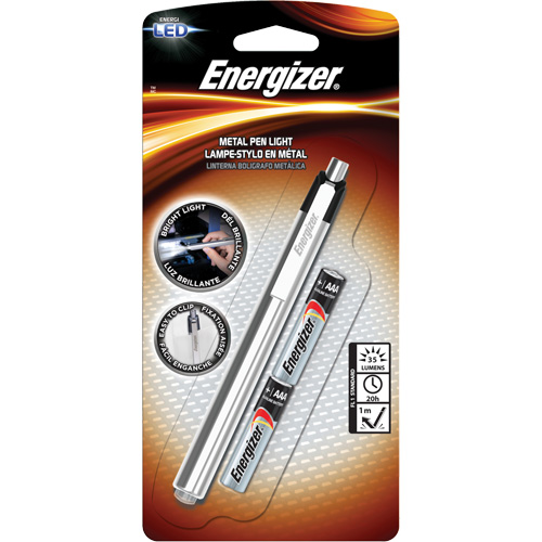 Pen Light, LED, 35 Lumens, Aluminum Body, AAA Batteries, Included Cam Industrial