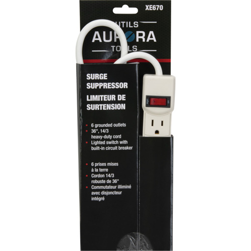 Surge Suppressor, 6 Outlets, 200 J, 1875 W, 3' Cord Cam Industrial
