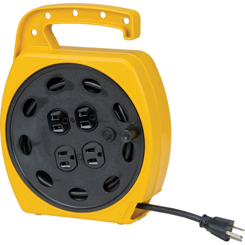 Wind-Up Extension Cord, 25', SJT, 16/3 Gauge, 10 A Cam Industrial