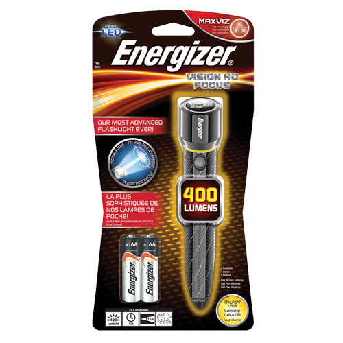Vision HD Flashlight, LED, 400 Lumens, AA Batteries Cam Industrial