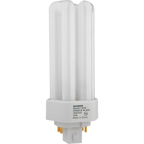 Dulux&reg; D/E/IN Amalgam Triple-Tube Compact Fluorescent Lamp, T (T4), 26 W, 4100 K, G24Q-3 Base, 16000 hrs. Cam Industrial