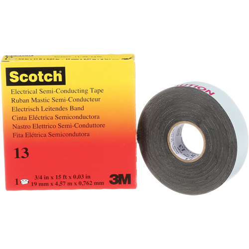 Scotch&reg; Electrical Semi-Conducting Tape, 19 mm (3/4") x 4.6 m (15'), Black, 30 mils Cam Industrial