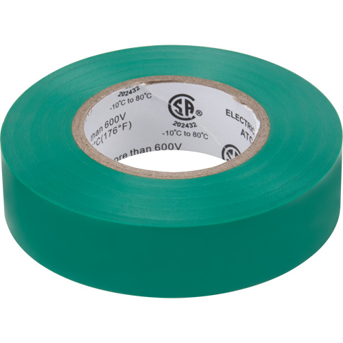 Electrical Tape, 19 mm (3/4") x 18 M (60'), Green, 7 mils Cam Industrial