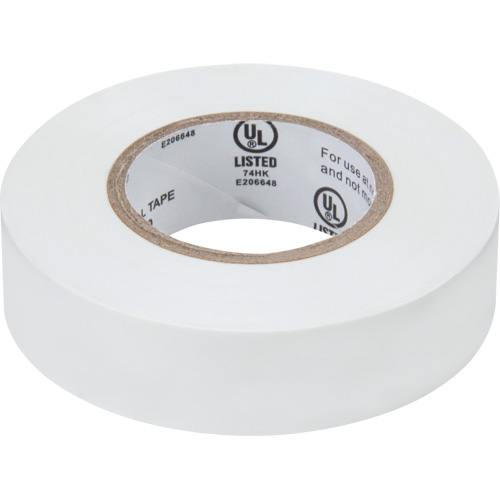 Electrical Tape, 19 mm (3/4") x 18 M (60'), White, 7 mils Cam Industrial