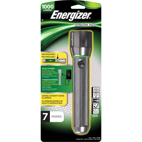 Vision HD Focus Flashlight, LED, 1000 Lumens, Rechargeable Batteries Cam Industrial