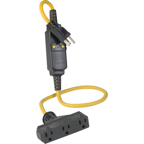 Triple-Tap Inline GCFI Extension Cord & Connector, 120 V, 15 Amps, 3' Cord Cam Industrial