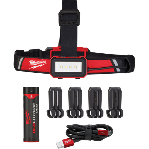 Low-Profile USB Headlamp, LED, 600 Lumens, 2 Hrs. Run Time, Rechargeable Batteries Cam Industrial
