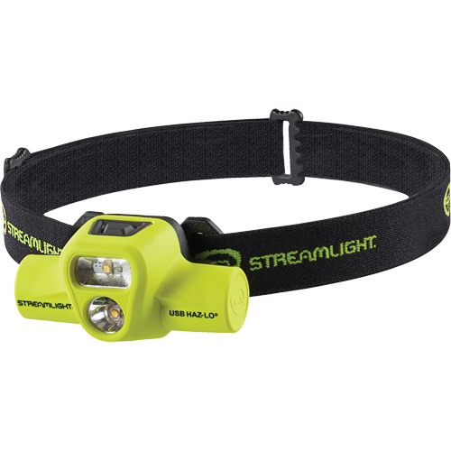 USB HAZ-LO&reg; Intrinsically Safe Headlamp, LED, 250 Lumens, 7 Hrs. Run Time, Rechargeable Batteries Cam Industrial
