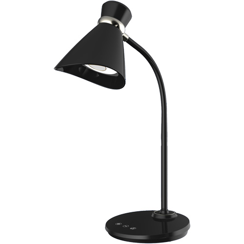 Desk Lamp, 6 W, LED, 16" Neck, Black Cam Industrial