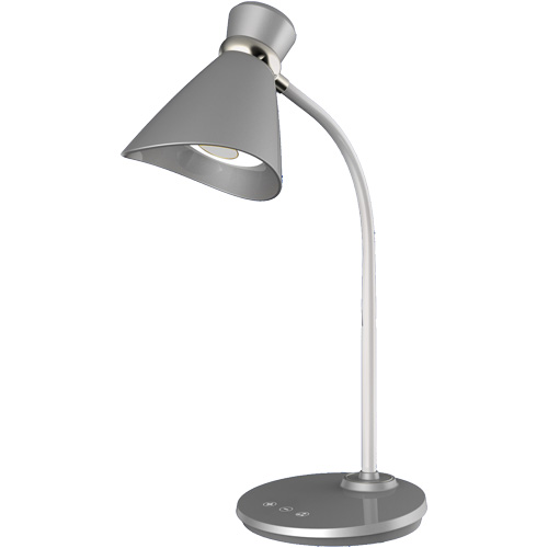 Lampe de bureau, 6 W, DEL, Col 16", Argent Cam Industrial