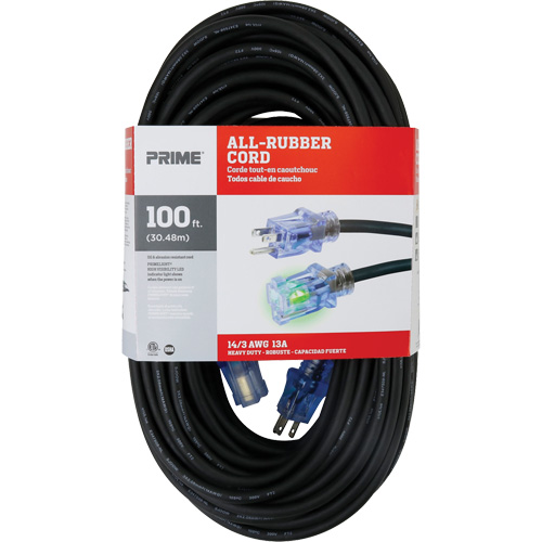 Cordon rallonge All-Rubber, Ext&eacute;rieur, SJOOW, AWG 14/3, 15 A, 100' Cam Industrial