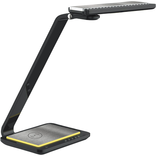 Lampe de bureau avec chargeur sans fil, 10 W, DEL, Col 17-2/5", Noir Cam Industrial