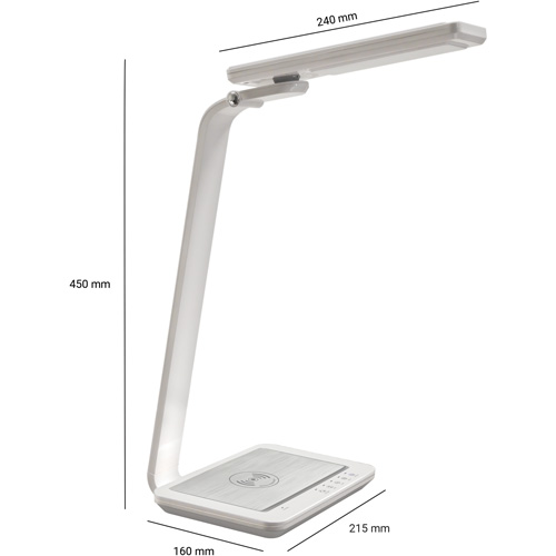 Lampe de bureau avec chargeur sans fil, 10 W, DEL, Col 17-2/5", Noir Cam Industrial