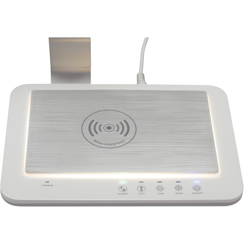 Lampe de bureau avec chargeur sans fil, 10 W, DEL, Col 17-2/5", Noir Cam Industrial