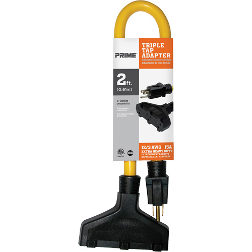 Fiche &agrave; trois prises, Ext&eacute;rieur, STW, AWG 12/3, 15 A, 3 prise(s), 2' Cam Industrial