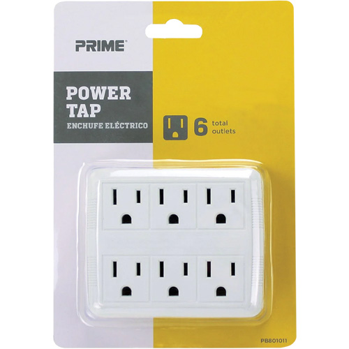 Power Tap, 6 Outlet(s), 15 A, 1875 W, 125 V Cam Industrial