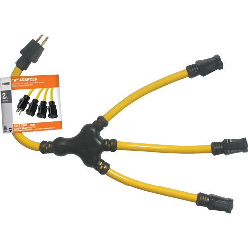 Adaptateur en W, Ext&eacute;rieur, STW, AWG 12/3, 15 A, 3 prise(s), 2' Cam Industrial