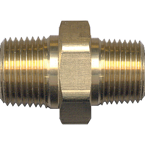 Reducing Hex Nipple, Brass, 1/4" x 1/8", NPT x NPT Cam Industrial