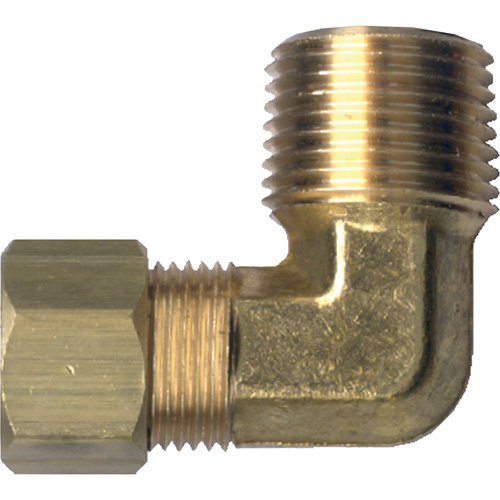 90° Pipe Elbow Fitting, Tube x Male Pipe, Brass, 1/4" x 1/2" Cam Industrial
