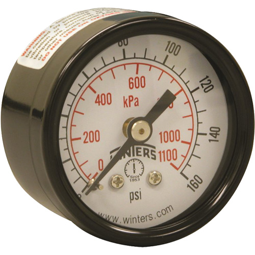 Economy Pressure Gauge, 1-1/2" , 0 - 160 psi, Back Mount, Analogue Cam Industrial
