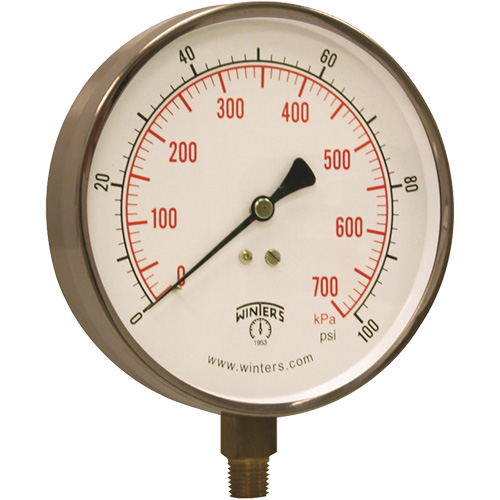 Contractor Pressure Gauge, 4-1/2" , 0 - 100 psi, Bottom Mount, Analogue Cam Industrial