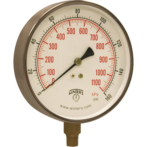 Contractor Pressure Gauge, 4-1/2" , 0 - 160 psi, Bottom Mount, Analogue Cam Industrial