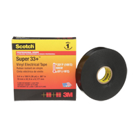 Ruban isolant en vinyle Super 33+ Scotch, 19 mm (3/4") x 33 m (108'), Noir, 7 mils Cam Industrial