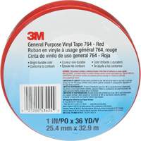 Ruban en vinyle pour travaux g&eacute;n&eacute;raux 764, 25,4 mm (1") la x 32,9 m (108') lo, 5 mils, Rouge Cam Industrial