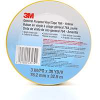 Ruban en vinyle pour travaux g&eacute;n&eacute;raux 764, 76 mm (3") la x 32,9 m (108') lo, 5 mils, Jaune Cam Industrial