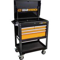 Utility Cart, 4 Drawers, 33" L x 21" W x 42" H, Black/Orange Cam Industrial