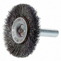 Crimped Wire Wheel Brush with 1/4" Shank, 3" Dia., 0.014" Fill, 1/4" Arbor Cam Industrial