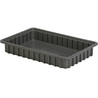 Divider Box&reg; Containers, Polyethylene, 16.5" W x 10.9" D x 2.5" H, Grey Cam Industrial