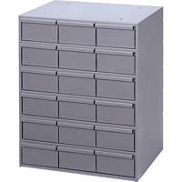 Industrial Drawer Cabinets, 18 Drawers, 17-1/4" W x 11-5/8" D x 21-1/4" H, Grey Cam Industrial