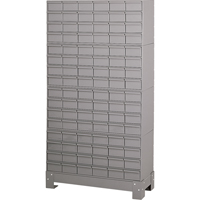 Industrial Drawer Cabinet With Base, 96 Drawers, 34-1/8" W x 12-1/4" D x 62-1/2" H, Grey Cam Industrial