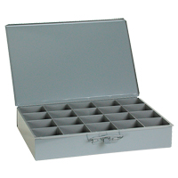 Compartment Scoop Boxes, Steel, 20 Slots, 18" W x 12" D x 3" H, Grey Cam Industrial