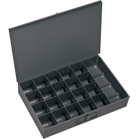 Compartment Scoop Boxes, Steel, 21 Slots, 18" W x 12" D x 3" H, Grey Cam Industrial