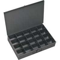 Compartment Scoop Boxes, Steel, 20 Slots, 13-3/8" W x 9-1/4" D x 2" H, Grey Cam Industrial